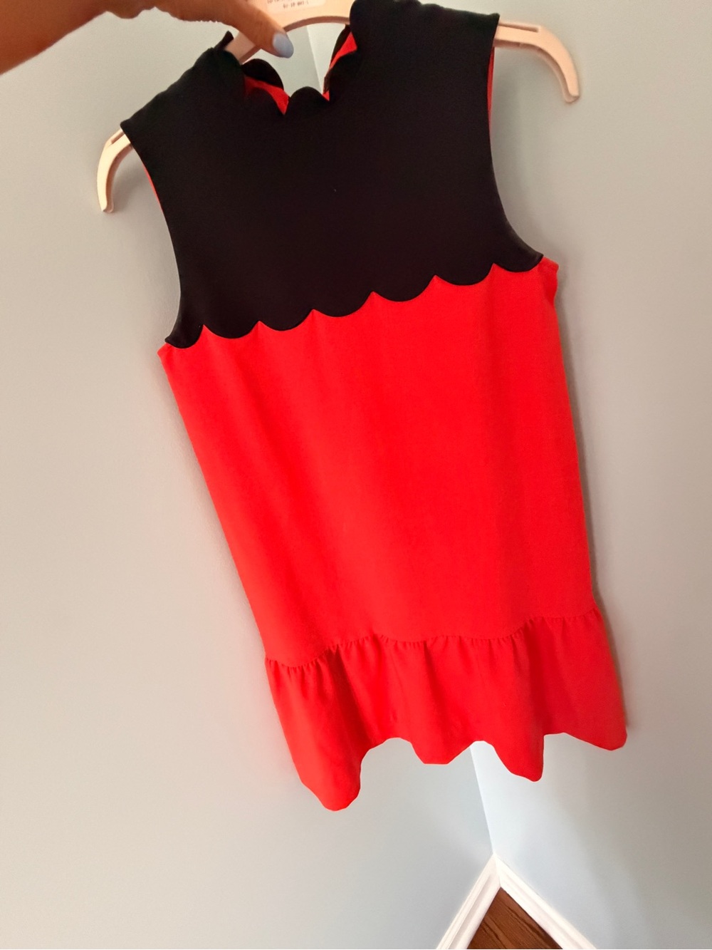 Victoria Beckham for Target Red & Black Scallop Trim Sleeveless Dress